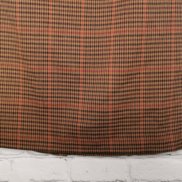 Amanda Smith Vintage 80s Brown Plaid Skirt Retro Preppy Academia Fall - Picture 3 of 10